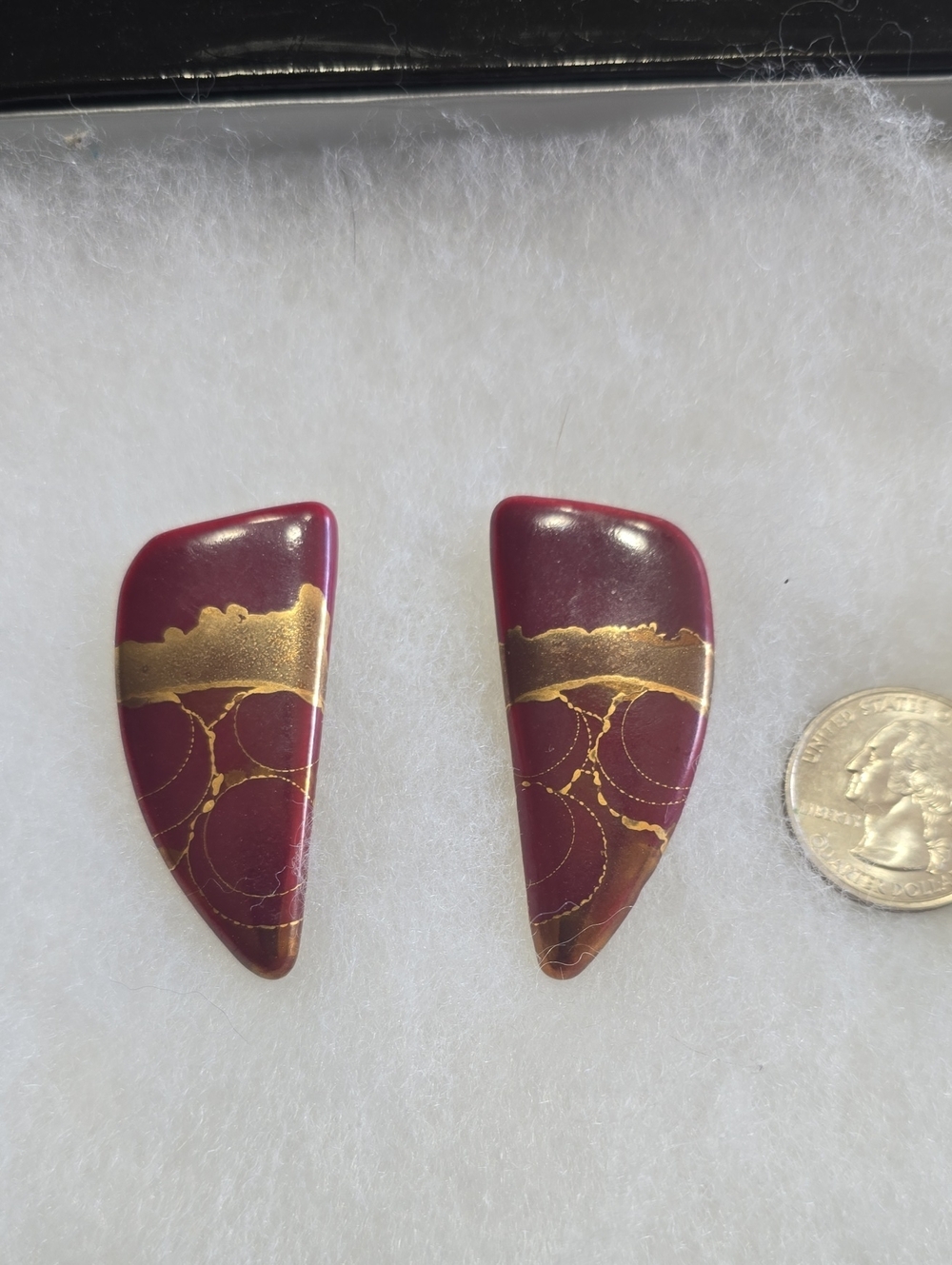 Handcrafted Burgundy and Gold Women’s Earrings